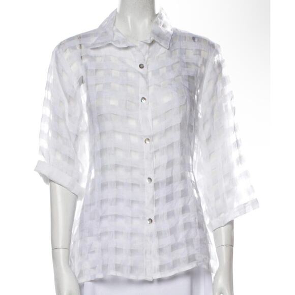 SARTORIA SARACENA | 100% Linen | Made in Italy | White Button-Front Top | Small - Picture 1 of 10